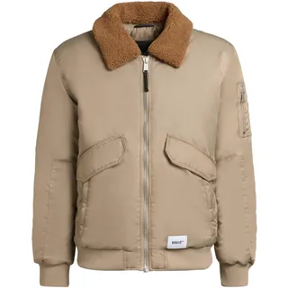 Bomberjacke KHUJO "Bomberjacke Ground", Herren, Gr. S, beige (bomber beige), Obermaterial: 100% Nylon NY.  Obermaterial: Futter: 100% Nylon NY. 100% Polyester PES., weit hüftbedeckend, hoch geschlossener Ausschnitt, weit Rippstrickbündchen, Jacken Bomberjacke, Weite Herren Winterjacke mit abnehmbarem Kunstpelz-Besatz