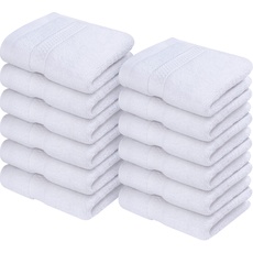 Utopia Towels - 12er Pack Seiftücher mit Aufhängeschlaufen 30x30 cm, aus 100% Baumwolle weiche und saugfähige Waschlappen für die Gesichtsreinigung (Weiß)
