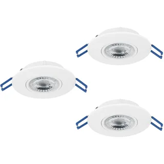 EGLO Zujar 3er Set Einbauleuchten Kunststoff weiß Ø 90mm 3x3,4W