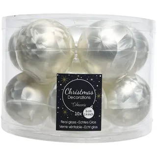 Weihnachtsdekoration – 10 weiße Christbaumkugeln Frostdekor – Größe D 6 cm