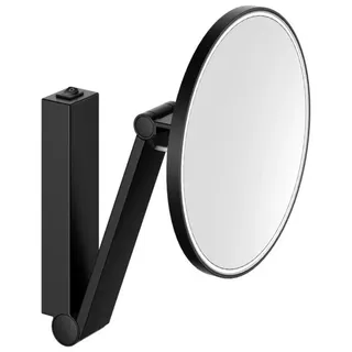KEUCO iLook_move Kosmetikspiegel, beleuchtet, rund, mit Wippschalter, 1 Lichtfarbe, 17612379004, Farbe: Schwarz Matt