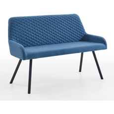 Bild von Meran Sitzbank, Metall, Sitz/Rücken Blau, Metallbeine Schwarz, 130 x 87 x 60 cm