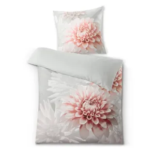 KLEINE WOLKE Bettwäsche Dalie, Mako-Satin, 2 teilig, mit floralem Dessin grau|silberfarben