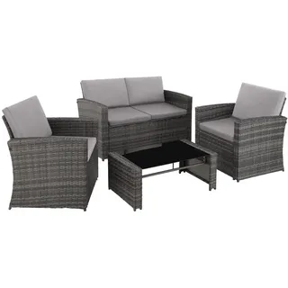 Tectake Jesolo Rattan Lounge-Set grau/hellgrau