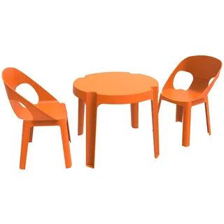 resol Kinder Rita Set 2 Stühle und 1 Tisch, Kunststoff, Polypropylen, Orange, 60 x 51 x 78 cm, 3 Stück