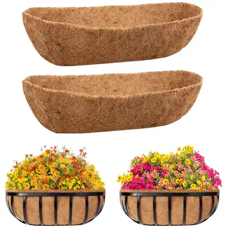 Riare Kokosfaser-Einlagen für Pflanzgefäß, Vorgeformte Ersatzauskleidung, Natürliche Fensterkasteneinlagen für Wand, Deck, Geländer (2, 24inch)