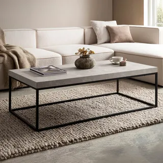 FineBuy Couchtisch 120x60x38 cm Beige Sofatisch Modern Design Wohnzimmertisch Rechteckig Loungetisch Groß Kaffeetisch Metallbeine - Beige