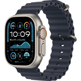 Watch Ultra 2 GPS + Cellular 49 mm Titangehäuse natur, Ocean Armband marine