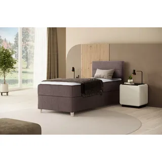 Stivoll Boxspringbett DONNA MINI - Bett mit Federkernmatratze Bett 90x200cm mit Topper Einzelbett - Braun (soro 28) - Braun