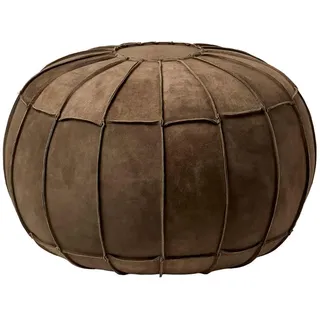 Homescapes Sitzpouf rund Leder 50 x 40 x 50 cm Braun