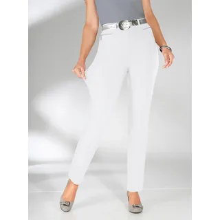Stretch-Hose STEHMANN, Damen, Gr. 52, Normalgrößen, weiß, 72% Viskose, 25% Polyamid, 3% Elasthan, unifarben, lang, Hosen Stretch-Hose