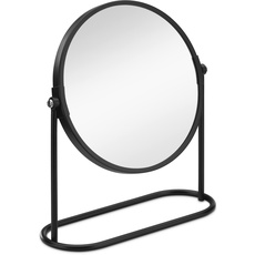 Navaris Kosmetikspiegel Schminkspiegel - Spiegel doppelseitig mit Vergrößerung - 360° Standspiegel für Kosmetik Schminke Make Up - Schwarz