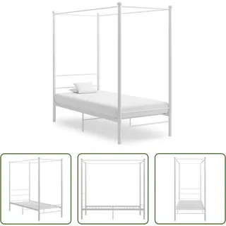 The Living Store Himmelbett Weiß Metall 90x200 cm - Weiß