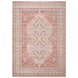 Safavieh Zeitgenössische Teppich für Wohnzimmer, Esszimmer, Schlafzimmer - Kenitra Collection, Kurzer Flor, Rosa und Grau, 91 X 152 cm