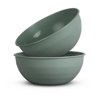 Pro Home 2er Pack Kunststoff Schüssel Plastikschüssel - BPA Frei - Spülmaschinenfest - (Ø25,5cm / Grün) Bruchfester PP - Salatschüssel Rührschüssel Schüssel