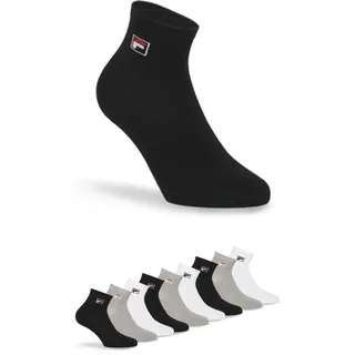 Kurzsocken FILA "UNISEX QUARTER PLAIN SOCKS", Damen, Gr. 39-42, schwarz-weiß (classic), Baumwollmischung, unifarben, normal, Socken Kurzsocken, mit Logo-Schriftzug