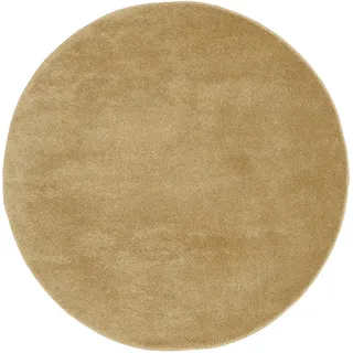 Novel Webteppich , Gelb , Textil , Uni , rund , Oeko-Tex® Standard 100 , für Fußbodenheizung geeignet, pflegeleicht , Teppiche und Böden, Teppiche, Runde Teppiche