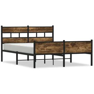 vidaXL Metallbett ohne Matratze Räuchereiche 160x200 cm - Weiß