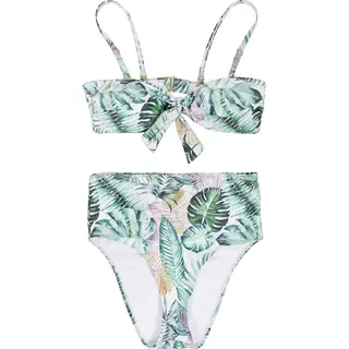Urban Classics Ladies High Waist Pattern Bikini, Leaf White, XS