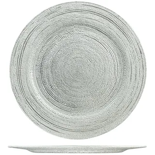 H&H Celebration Untersetzer aus Glas, Silber, 32 cm, Weihnachten, Party, glänzend, Chic