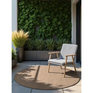 Northrugs Rosel In- & Outdoor Teppich Rund Orientalisch - Flachgewebe, Wendeteppich mit Orient Design, Klassisch, ÖKO-TEX Wetterfest & UV-beständig für Balkon, Terrasse, Garten – Jute Weiß, ⌀160cm