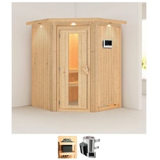 Bild Sauna »Nanna«, (Set), 3,6-kW-Plug & Play Ofen mit externer Steuerung beige