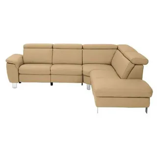 Cantus Ecksofa , Hellbraun , Leder , Echtleder , Rindleder , Uni , Ottomane rechts, L-Form , 271x242 cm , Typenauswahl, Bettkasten erhältlich, Fußauswahl, Lederauswahl, Stoffauswahl, Hocker erhältlich, Rückenfutter , Wohnzimmer, Sofas & Couches, Wohnlandschaften, Ecksofas