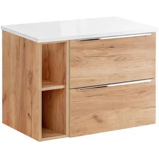 Petits-meubles Waschtischunterschrank 80.4cm April Holz , Braun, Weiß , Holzwerkstoff , 80.4x59x46 cm , Badezimmer, Badmöbel, Unterschränke