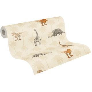 Tapete Dinosaurier beige - Tapete mit Tieren - Kindertapete Jungs - 10,05m x 0,53m - Tiertapete Kinderzimmer - Made in Germany