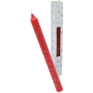 Weihnachten Advent Kerze Verpackt 25cm Konisch Countdown Robins/Rentiere Rot