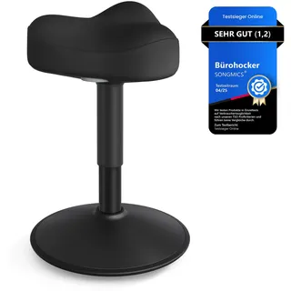Songmics Stehhocker, um 360° neigbar, höhenverstellbar 48-65.5 cm | Schreibtischstuhl, modern, großer Sockel, Anti-Rutsch, Tintenschwarz, ACTIVO Kollektion OSC018BH01