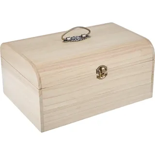 Holzkoffer 295 x 205 x 14 cm - antike Beschläge - Metallgriff und -verschluss - Bastelkoffer - Werkzeugkoffer - unlackiert natur Holzbox