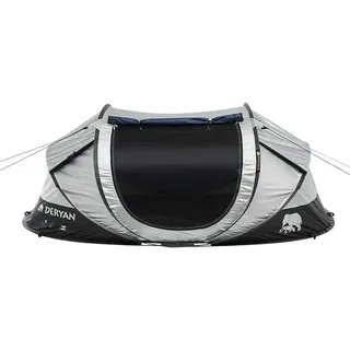 Deryan Luxe Cocoon Reisezelt - Pop-Up - Aufbau in 2 Sekunden - Anti-UV - geeignet für 2 Personen - Silber/Schwarz