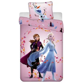 Disney Frozen Baumwoll-Bettwäsche 140x200 cm Deckenbezug + 60x80 cm Kissenbezug mit Reißverschluss