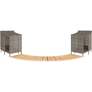 Whirlpool-Umrandung Grau Poly Rattan und Massivholz Akazie - Grau