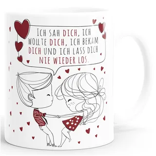 SpecialMe® personalisierte Kaffee-Tasse Liebespaar Pärchen mit Liebesbotschaft Liebes-Geschenk Freundin Mann Ich sah dich weiß Keramik-Tasse