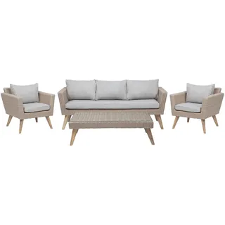 Beliani Vittoria XL Loungeset 5-Sitzer grau/beige/braun