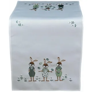 texpot Tischläufer 40 x 90 cm mit Stickerei Hasenkinder Osterhasen Ostern Frühling