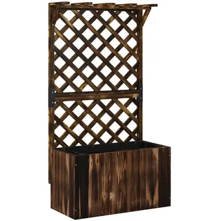 Outsunny Hochbeet mit Rankgitter Braun 64/33/122 cm , Holz , 33x122x64 cm , Gartenzubehör, Gartenhäuser & Gewächshäuser