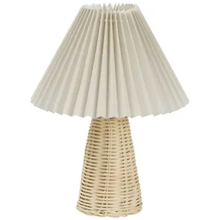 shenruifa Plissee-Tischlampe, Nachttischlampe mit Rattan-Sockel, Vintage-Stil, Weiches, Warmes Licht die Schlafzimmerdekoration
