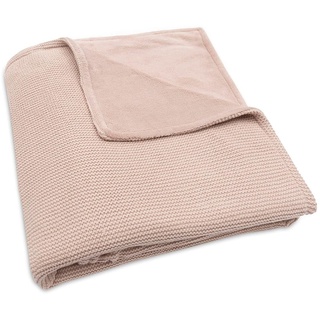 Jollein 517-522-67068 Kinderdecke Strickdecke mit Fleece Basic Knit rosa (100x150 cm)