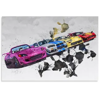 JDM Sport Auto Poster 2 Fast 2 Furious Poster Dekorative Malerei Leinwand Wandkunst Wohnzimmer Poster Schlafzimmer Gemälde 30 x 45 cm