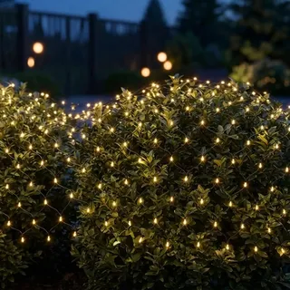 LED Lichternetz mit 160 LED warm weiß - mit Netzstecker - Garten Deko Lichtervorhang - Grün