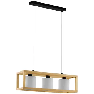 Eglo Hängeleuchte , Braun, Schwarz, Weiß , Holz, Metall, Textil , Ahorn , länglich , 20x150x77 cm , Lampen & Leuchten, Leuchtenserien
