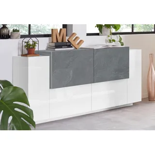 INOSIGN »Coro, Kommode, Schrank, Kredenz, grifflos mit Einlegeböden«, 4 Türen, Doppeltiefe, B/T/H 160x86x45cm grau