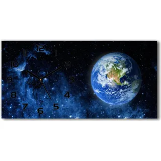 Wanduhr aus Glas – 60x30 cm - Glasbild - Glasuhr - Gehärtetes Glas - schwarze-zeiger - Globus