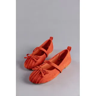 Ballerina ANISTON SHOES, Damen, Gr. 40, orange (orange, rot), Textil, Veloursleder, Schuhe Ballerina, Riemchenballerina, Schlupfschuh, Loafer, Slipper