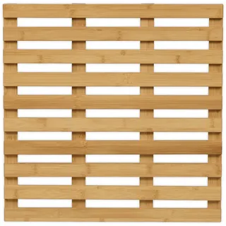 Relaxdays Bambus Badematte, 50 x 50 cm, rutschfeste Duschmatte für Badewanne, Dusche, Sauna, indoor & outdoor, natur