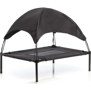 Wiltec Hundebett mit Dach Schwarz 60 x 45 x 16 cm Größe S bis 15 kg Outdoor Katzenliege Haustier Schlafplatz Sonnendach - Schwarz
