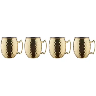 Butlers Becher (4er Set) Moscow Mule 470 ml , Goldfarben , Metall , Gläser, Cocktailgläser
